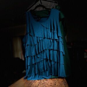 Leebe Teal Layered Ruffle Tank